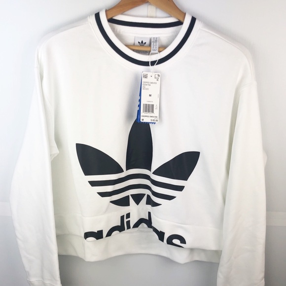 Adidas Originals Trefoil Crop Top Sweat Shirt NWT - Picture 5 of 7